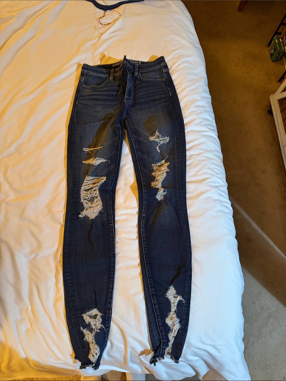 American Eagle Outfitters Dark Blue Distressed Jeggings